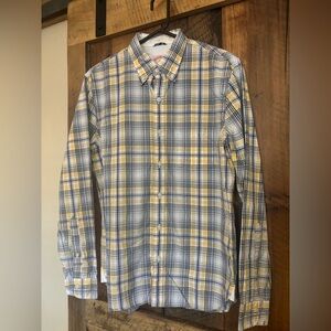 Brooks Brothers Yellow and Blue Checkered Men's Shirt - size Medium